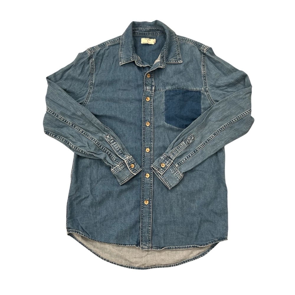 Topman Denim Button-Up Shirt with Pocket